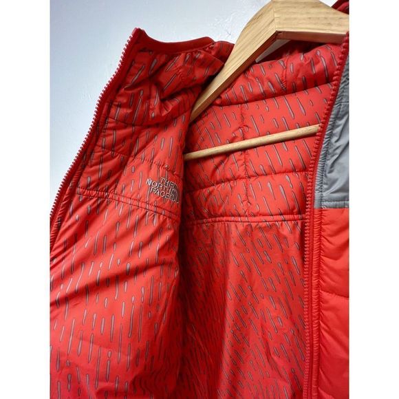 Women’s The North Face Insulated  Puffer Jacket Orange/ Red Gray Size Small - Picture 3 of 7